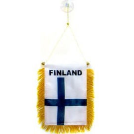 AZ FLAG Finland Mini Banner 6'' x 4'' - Finnish Pennant 15 x 10 cm - Mini Banners 4x6 inch Suction Cup Hanger