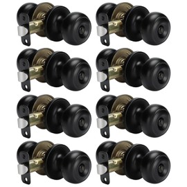 goldenwarm Black Interior Door Knobs, Matte Black Privacy Door Knob, Black Bedroom Door Knobs, Black Door Knobs Interior Bulk, Indoor Bathroom Door Knob(8 Pack, Matte Black)