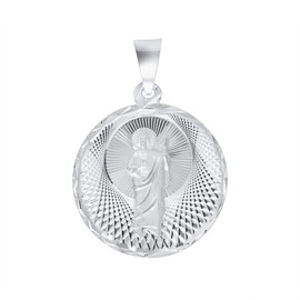 Jewelry by Debbie 925 Sterling Silver Saint Jude Thaddeus Diamond-Cut 18.6mm Round Pendant Charm Nickel Free
