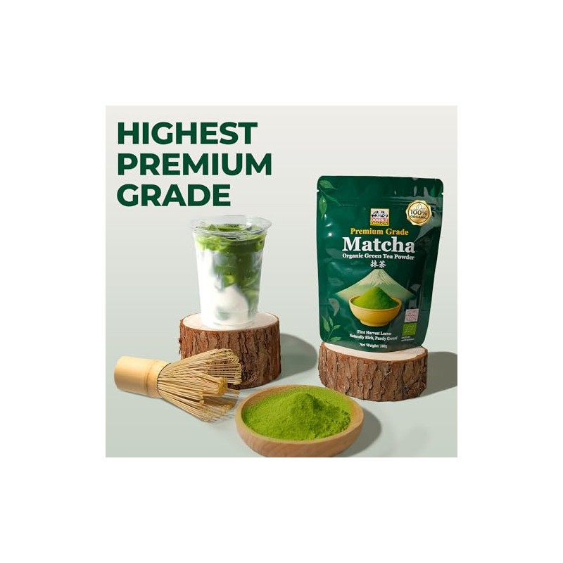 Double Dragon Organic Matcha Green Tea Powder - Premium Ceremonial