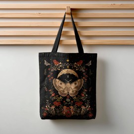 Horadaily Canvas Tote Bag, Divination Style Reusable Shoulder Tote Bag for Women Lady Casual Vacation, Shopping, Work, Gym