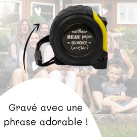 ERNESTINE - Maßband bester schöner Papa – Geschenk zum Vatertag und zum Vatertag – Geschenk Papa Zubehör Herren – personalisierbar Familie – Geschenk Herren Geburtstag Weihnachten Geburt