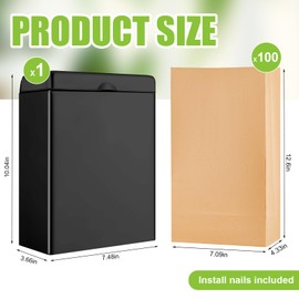 Tioncy Sanitary Napkin Receptacle with 100 Feminine Hygiene Liner Bag Wall Mounted Tampon Holder for Bathroom Sanitary Napkin Disposal Bags Tampon Disposal Bin for Home Public Restrooms (Black,1 Pcs)