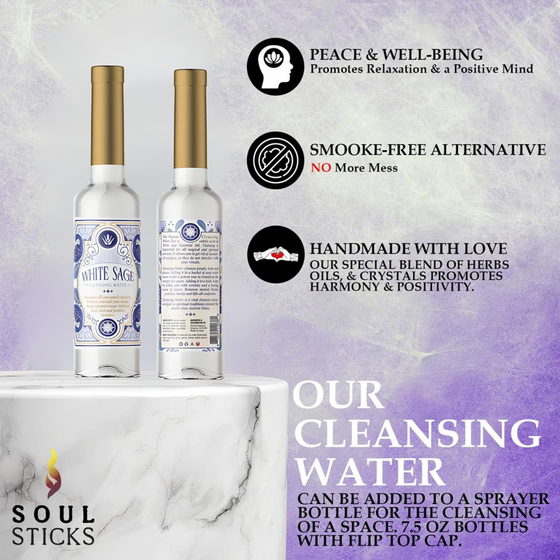 Soul Sticks Cleansing Water 7.5 oz. Bottle for Clearing Negative