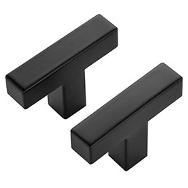 Ravinte 5 Pack Black Square Bar Cabinet Knobs 2 Inch Square Cabinet Pulls Matte Black Single Hole Kitchen Cabinet Handles