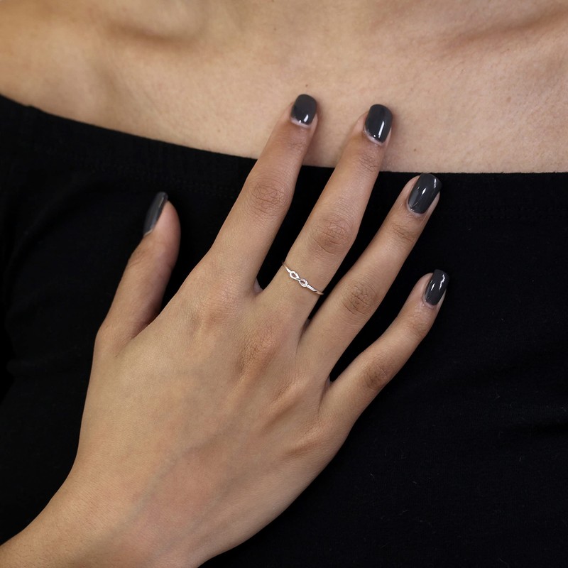 Sterling Silver Infinity Loop 1mm Stacking Ring Size O (J