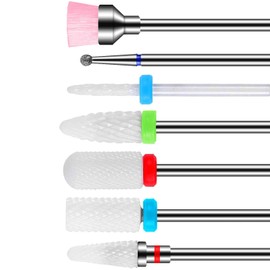 Ceramic Nail Cutter Bits Cuticle Nail Drill Gel Nails Attachments Remove Gel Acrylic Cuticle Cutter Bits for Manicure Pedicure Home Use Pack of 7