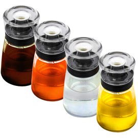 Leak-proof Oil Dispenser Bottle for Outdoor Camping, 160 ml/5.4 oz Glass Olive Oil and Vinegar Cruet, Well Sealed for Picnic Kitchen, 4 Pack