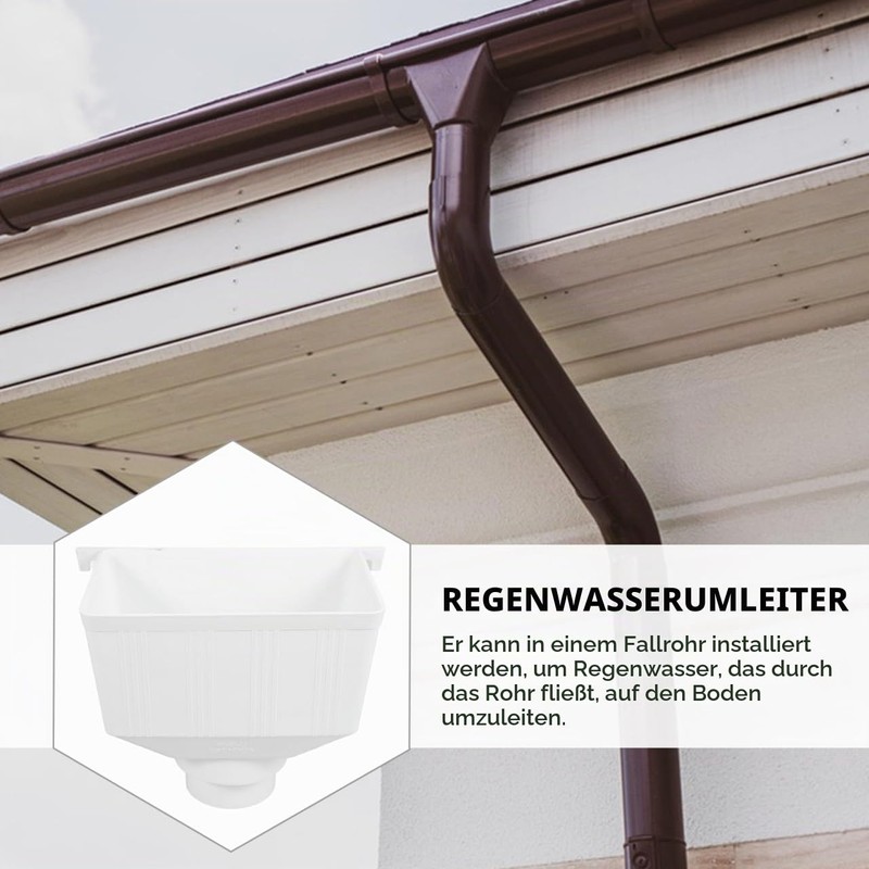 UKCOCO Downpipe Drainage Connection PVC Funnel for Rain Gutter Outdoor
