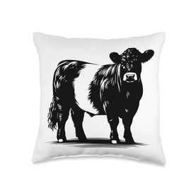 Cow Farmer Breeder - Monochromatic Belted Galloway Cattle Throw Pillow