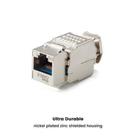 trueCABLE Shielded Cat6A Keystone Jack, Toolless, PoE++ (4PPoE) 100W, UL Listed, ETL Verified, ANSI/TIA Certified, Modular RJ45 Female, 12 Pack