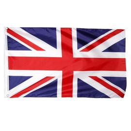 2PC Large Union Jack Polyester Flags 90cm x 150cm Tape Housing & Brass Eyelets Coronation British Celebration