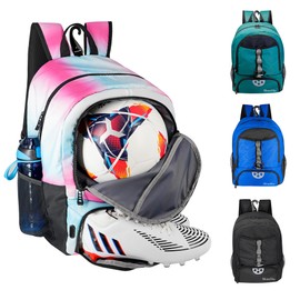 Moonlike Youth Soccer Bag, Soccer Backpack for Football Volleyball Basketball, Backpack with Ball Compartment and Ball Holder (Pink)
