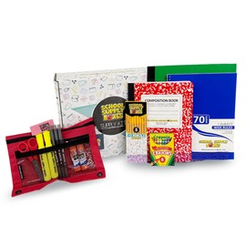 School Supply Boxes | K-8 Case (4 Boxes) | Back to School Essentials Kit for Students & Teachers | Includes Wide-Ruled Notebooks, Crayons, Glue Sticks, Pens, Pencils & More
