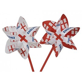 PMS ENGLAND FLAG 25CM WINDMILL RED AND WHITE 2ASST