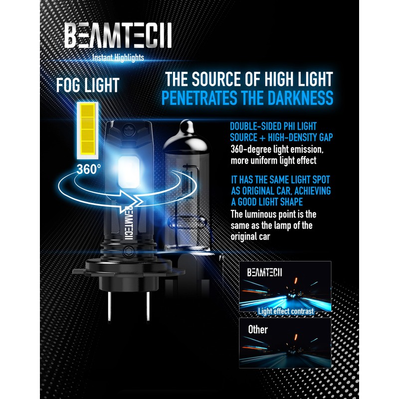 BEAMTECH H7 Fog Bulb, Fog Light Pack of 2 Fog