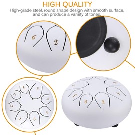 YUNYODA Steel Tongue Drum, 6 Inch Hand Pan Percussion Drum 8 Tune Ethereal Drum Instrument Set, with 2 Drumsticks, 4 Finger Picks, Tutorial Book, Carry Bag and Stickers