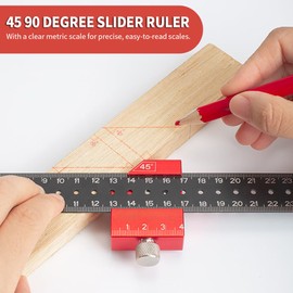 Woodworking Set Square Tool, 7 Inch Metric Triangle Scale Ruler Speed Square & 12Inch 45 90 Degrees Slide Ruler Set, Multifunctional Rafter Square Carpentry Layout Measuring Woodworking Tool