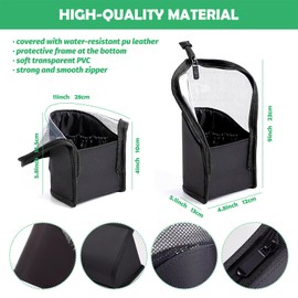 Yauhar Travel High Capacity Makeup Brush Bag, PU Leather Stand-Up Make Up Tools Organizer Holder, Transparent Dust-Proof Cosmetic Bags Pouch for Artist Women and Girls