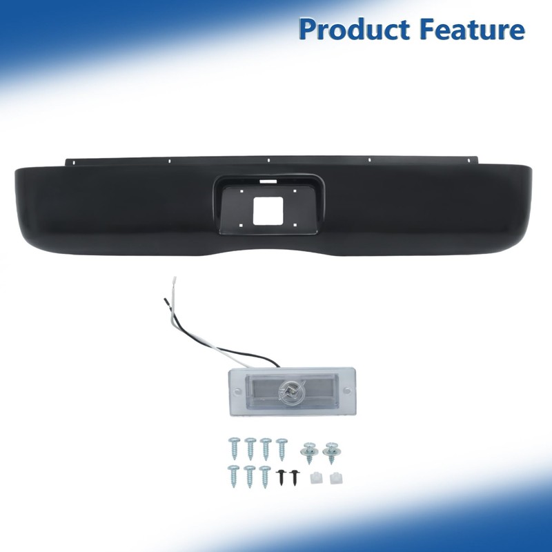 Silscvtt Rear Bumper Roll Pan Black Steel with License Light