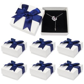 6 Pack Small Gift Boxes, 7.5x7.5x3.5cm Jewellery Gift Box with Lids Ring Earring Bracelet Gift Box, Small Gift Boxes for Jewellery(Navy Blue)
