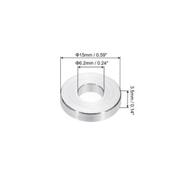 PATIKIL M6 Aluminum Spacers, 6pcs 1/4" x 5/8" Round Metal Spacers for 1/4 or M6 Screw Bolts, Unthreaded Standoff Bushing 0.1"L, 6.2x15x3.5mm
