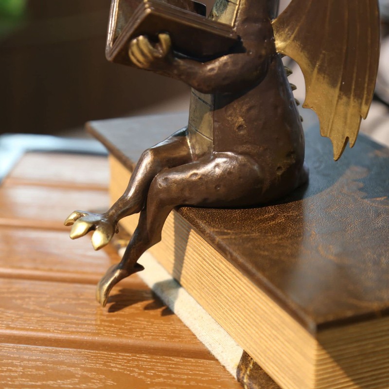 SXSZZXL Dragon Reading Statue Imitate Antique Bronze Dragon Resin Figurine