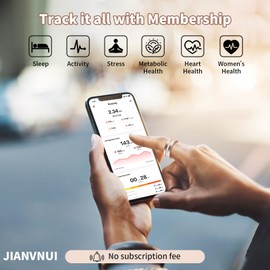 JIANVNUI Smart Ring for Women & Men - Health & Fitness Tracker with Heart Rate, Blood Oxygen, Sleep Monitoring, 128 Sports Modes, IP68 Waterproof, Gesture Control, No Subscription Fees (7#)