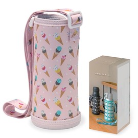 Water Bottle Cover, 16.9 fl oz (500 ml), 600 ml, Shoulder Bag, Kids, Bottle Holder, Bottle Cover, Strap (Ice Cream)