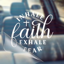 Inhale Faith, Exhale Fear - Christian Religious Jesus Car Vinyl Decal Bumper Sticker for Car, Wall, Window, Vehicle, Weather Resistant, Viral (Black)