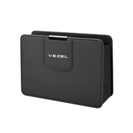 Vezel Exclusive Car Trash Can Made of Premium Leather Dust Box, Stylish Design, Durable, Prevention, Easy Care, Car Accessories, Multi-functional Storage Box, Easy Installation (Black