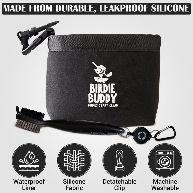 Birdie Buddy Golf Club Washer Bag with Retractable Brush –