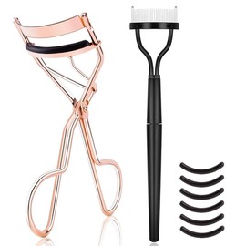 MAYCREATE® Eyelash Curler Eyelashes Separator Comb Set with 6 Replacement Rubber Pads Metal Eyelash Curler Beauty Tool