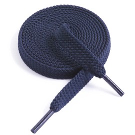 VSUDO 130 cm Double Layer Flat Navy Blue Shoe Laces for Trainers, 8mm Wide Navy Blue Laces for Trainers, Navy Blue Trainer Laces, Sneakers Navy Blue Shoe Laces for Women or Men (1Pair-Navy Blue-130cm)