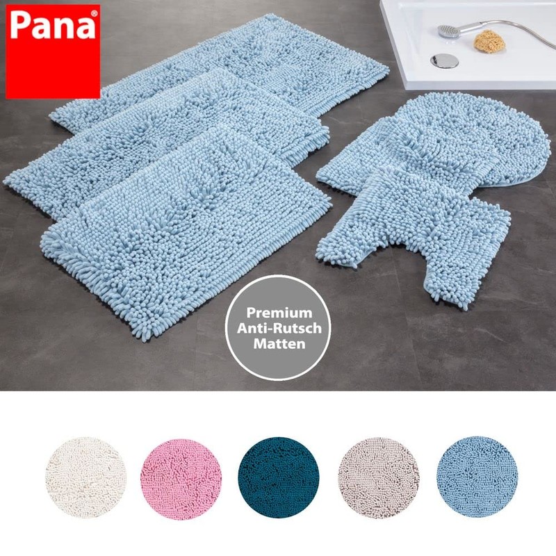 PANA Fluffy Toilet Mat with Cut-Out Chenille Bath Mat in