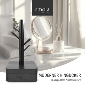 smøla Black Wooden Jewellery Tree - 4 Levels with Storage Box - Jewellery Organiser, Jewellery Stand for Necklaces, Earrings, Rings - Decorative Jewellery Storage