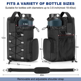 Magnetic Gym Bag Water Bottle Holder for Men and Women, Upgraded Magnetic Gym Bag, Water Bottle Holder with Strap Small Gym Bag (Black)