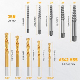 ROGAPER Screw Extractor and Left Hand Drill Bits Set, Bolt Remover Reverse Cobalt HSS Steel Drill Bit for Rounded-Off, Damaged Bolts, Screws&Studs Removal Tool