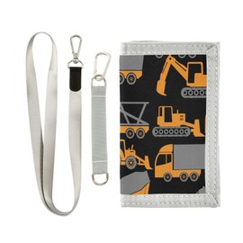 Krafig Construction Vehicle Kids Wallets for Boys Girls, Toddler Trifold Wallet for Boys, Novelty Wallet for Childrens, Coin Case Card Pocket Money Organizer for Teens Youth Men Teenager