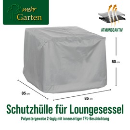 Mehr Garten Premium Protect Lounge Chair Cover, 85 x 85 x 80 cm, Light Grey, Breathable 2-Layer Polyester Fabric, Protective Cover for Garden Chair, Waterproof and UV-Resistant