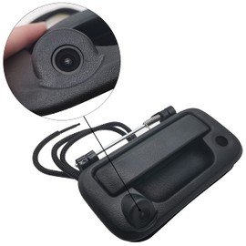 Tailgate Handle with Camera, OE: #8L3Z-9943400-AC, Compatible with Ford F150, F250, F350, F450, F550 (Black)