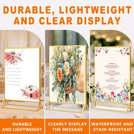 DOTUHAO Acrylic Sign Holder, 8.5 x 11 In 8 Pack Acrylic Sign, Flyer Holder, Table Signs Holders, Flyer Stand, Double Sided Flyers Holders Table Menu Display Stand for Wedding Tables Number (8 PCS)