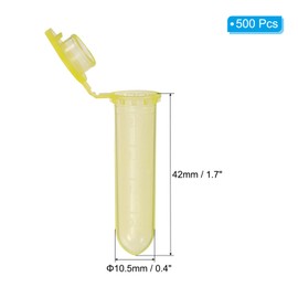 PATIKIL 2ML Plastic Centrifuge Tubes, 500 Pcs Round Bottom Centrifuge Tube with Snap Cap and Graduated Marks for Laboratory Sample, Yellow