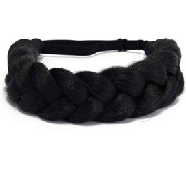 TOECWEGR Braided Headband 2 Strands Synthetic Hair Braid Fashion Chunky Wide Thick Elastic Braid Headbands Ladies Beauty Accessories(HYM30Y)