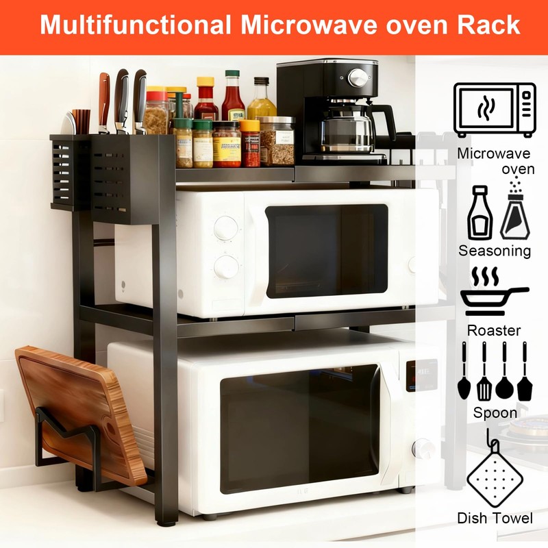 Microwave Oven Rack, Expandable Microwave Stand Countertop Shelf Heavy Duty