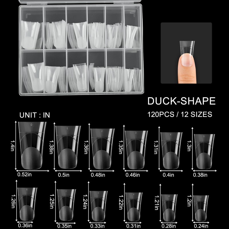 C12rtive 120Pcs Matte Dual Nail Forms,Duck Shape Extension Poly Nail