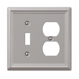 AMERELLE 149TDBN Chelsea Steel Toggle/Single Duplex Wallplate, Single Single, Brushed Nickel, Single Toggle / Single Duplex