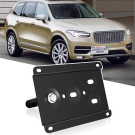No Drill Front Bumper Tow Hook License Plate Mount Bracket Holder Compatible with 2015-up 2nd Gen Volvo XC90, 2017-up XC60 and S90 Front License Plate Frames License Plate Mounting Kit Car Accessories