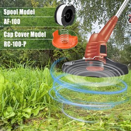Trimmer Replacement Spool, Compatible with Black Decker AF-100 String Trimmers, 30ft 0.065" Strimmer Line for Black&Decker, Replacement Auto Feed Spool A6481 STC1820PC ST5530 (8 Spools+1 Cap+1 Spring)