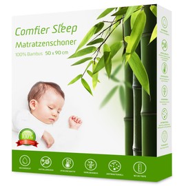 Waterproof Mattress Protector Cover 100% Bamboo for Cots 50 x 90 cm Soft Breathable and Noise-Free Antibacterial with Optimal Fit [Cot Size 50 x 90 cm]